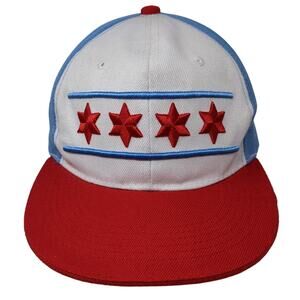 Chicago Flag Top Snapback Cap Multi One Size Adjustable Embroidered Premium Flat